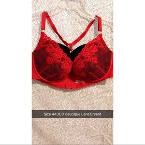 Lane Bryant Cacique Red and Black Lacy Bra